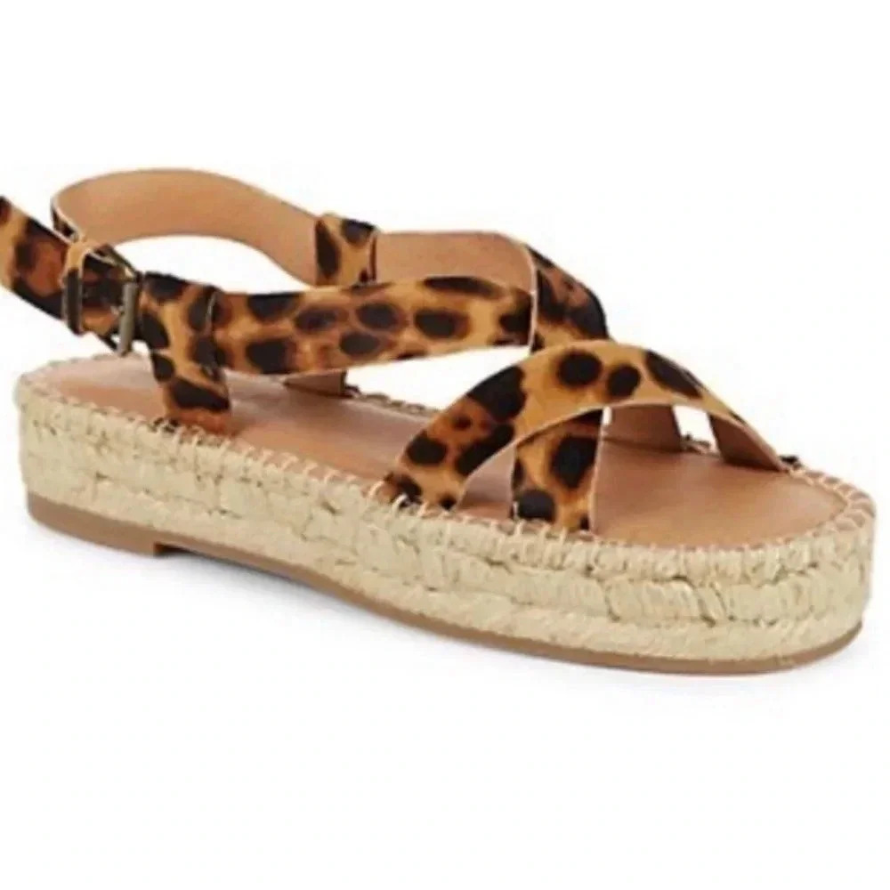 NWOB Madewell Malia Asymmetrical Espadrille Sandal calf Hair - Picture 2 of 8